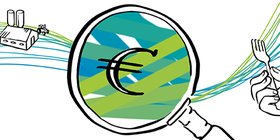 magnifying glass euro currency