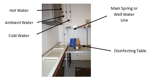 Stand-alone tempering and disinfecting station